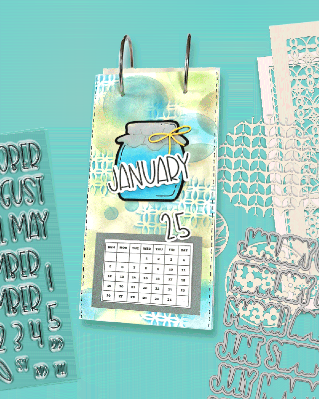 Calendar Months & Numbers clear Stamps & Outline dies bundle (Large A5/6 x 8") - card making, craft, scrapbooking