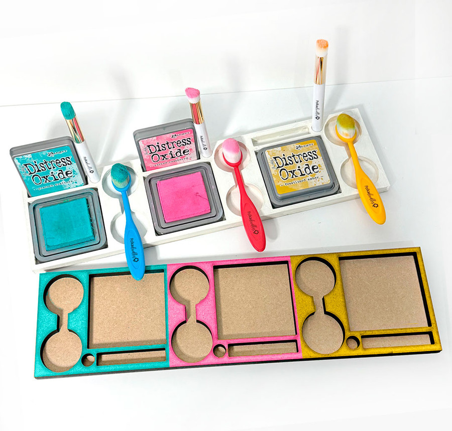 Distress Ink pad and Brush Holder Triple Whammy - MDF DIY kit, Card Making, Craft,  Scrapbooking