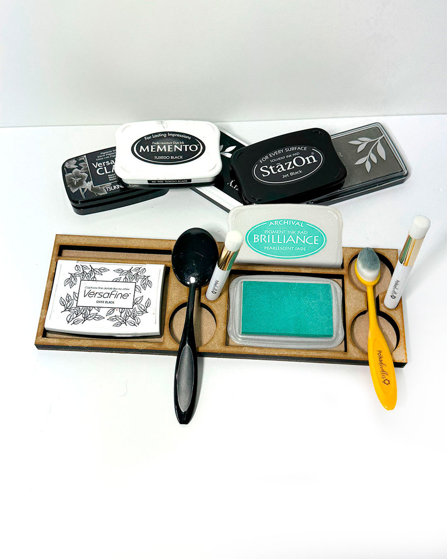 Rectangular Ink pad and Brush Holder Double Whammy - MDF DIY kit, Card Making, Craft,  Scrapbooking.