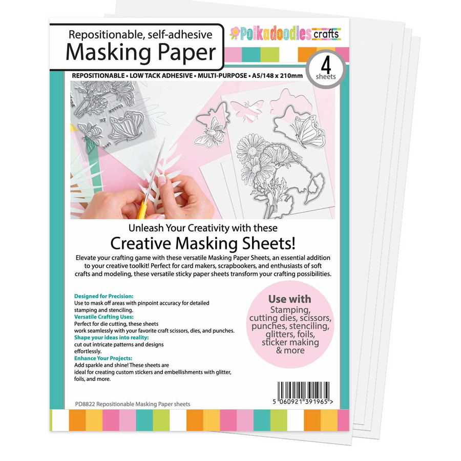 Masking Paper sheet pack - repositionable, self adhesive for stamping, die cutting, sticker making