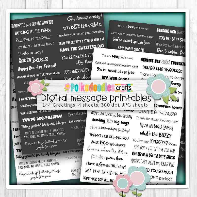 Buzzy Bees message/sentiment/quote strips printable bundle clipart junk journal