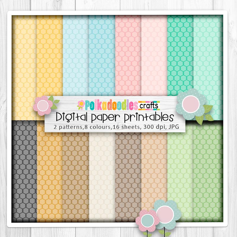 Bee Buzzy Honeycomb printable paper patterns junk journal, card making, crafting, digital scrapbook, DIY stationery