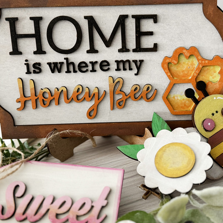 Home is Where My Honey Bee Sign. MDF Craft Kit – Wooden shape craft kit to decorate, handmade gift