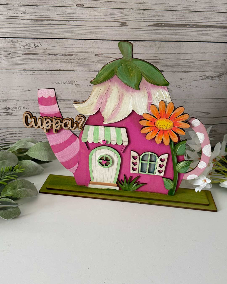 Daisy Dwellings - 3 cute 3D freestanding Houses MDF wood craft set – wooden blanks shapes craft kit to decorate