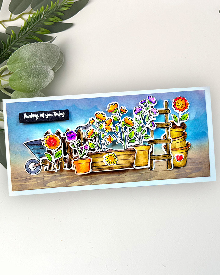 Garden Therapy Outline Dies for card making, craft, scrapbooking, mixed media.