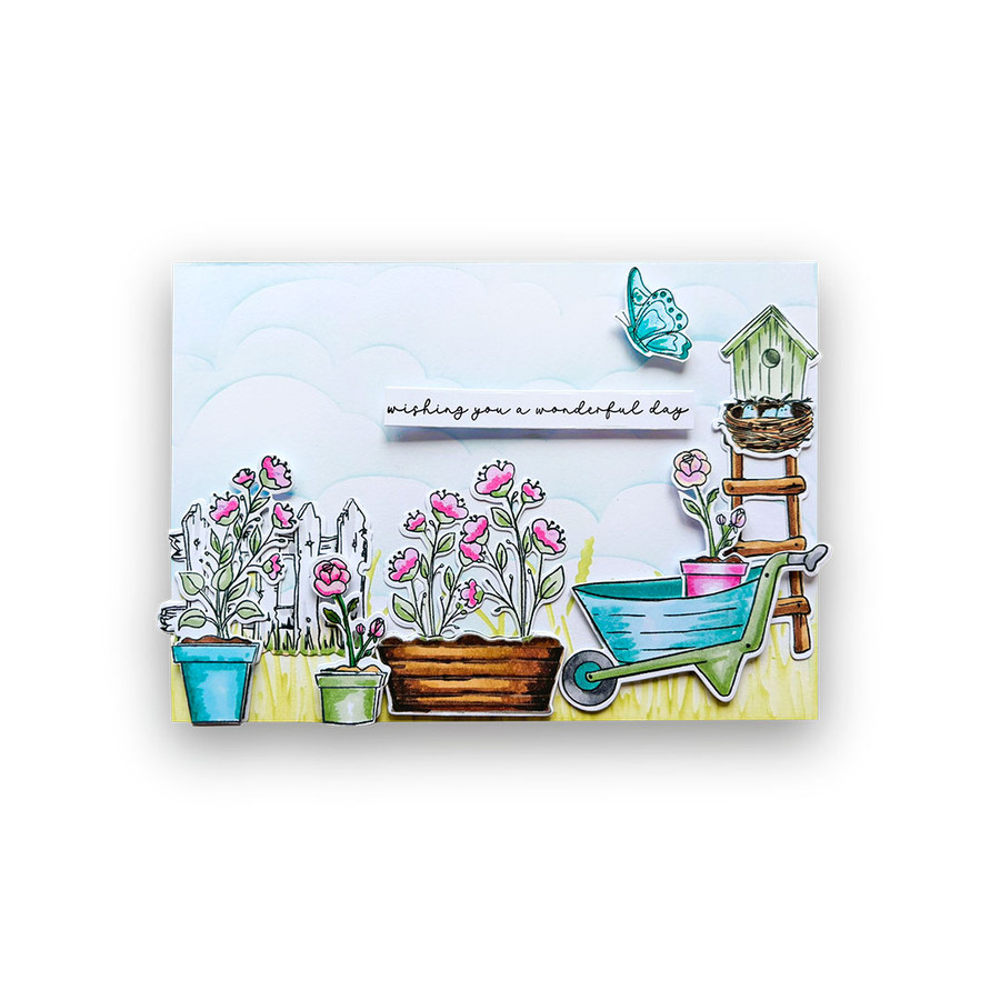Garden Therapy Outline Dies for card making, craft, scrapbooking, mixed media.