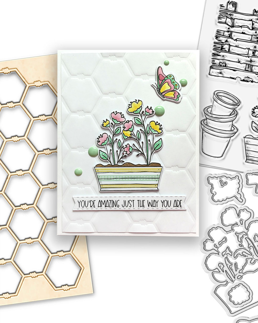 Garden Therapy Outline Dies for card making, craft, scrapbooking, mixed media.