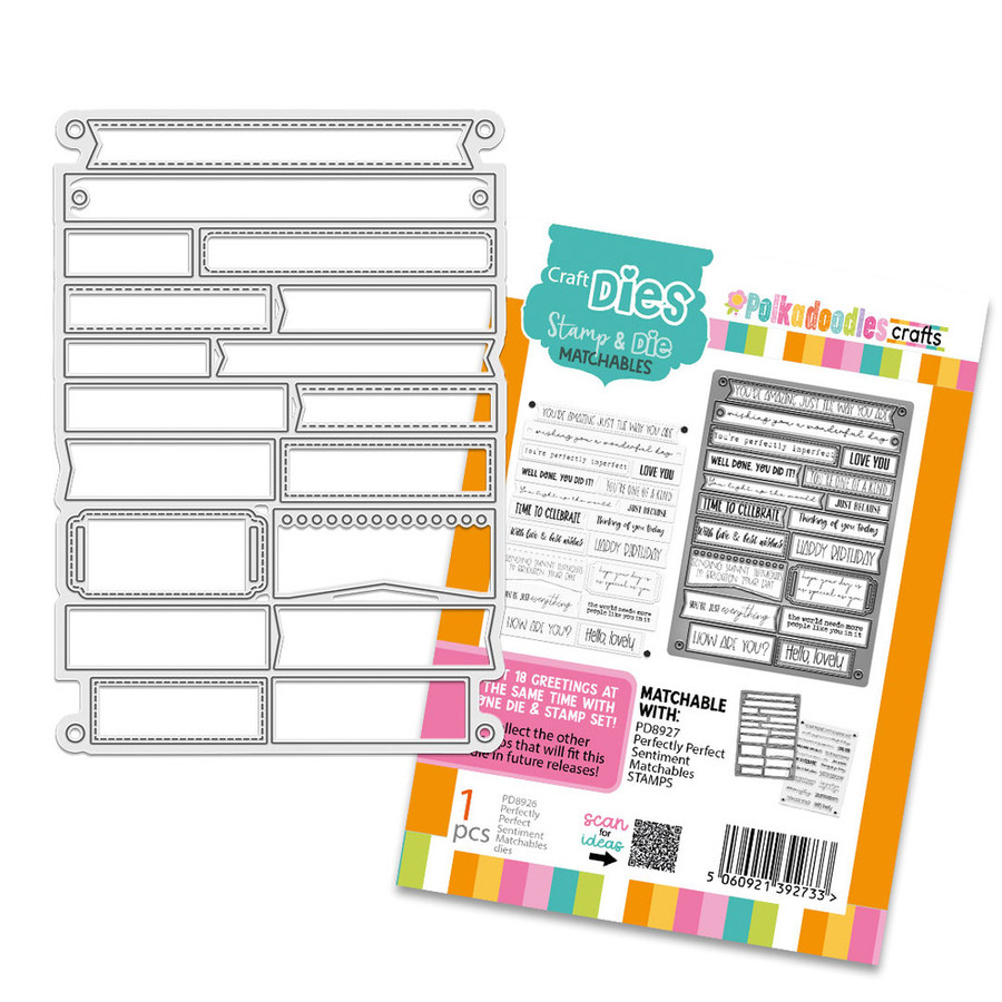 STRIP SENTIMENT STAMP SET - to match the Perfectly Perfect Outline Dies - card making, craft, scrapbooking, mixed media.
