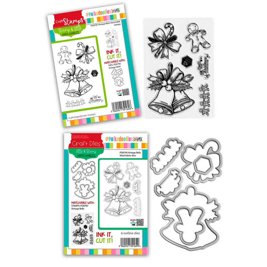 Christmas Vintage Poinsettia Text bumper bundle - stamps, dies and stencils for craft card making.