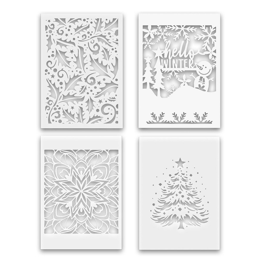 Christmas and Winter Emboss-ink stencil bundle for card making, crafts, scrapbooking