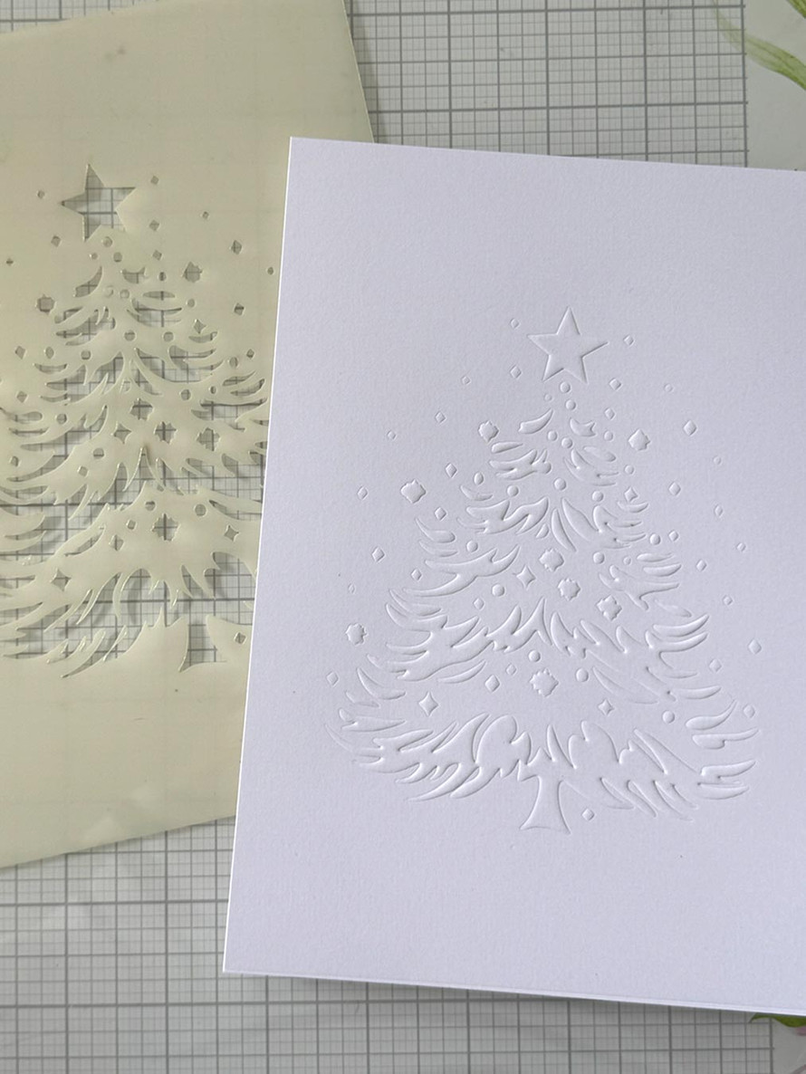 Christmas Tree Emboss-ink stencil for card making, crafts, scrapbooking.