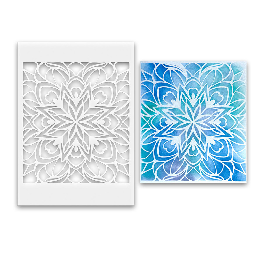 Mandala Snowflake Emboss-ink stencil  for card making, crafts, scrapbooking