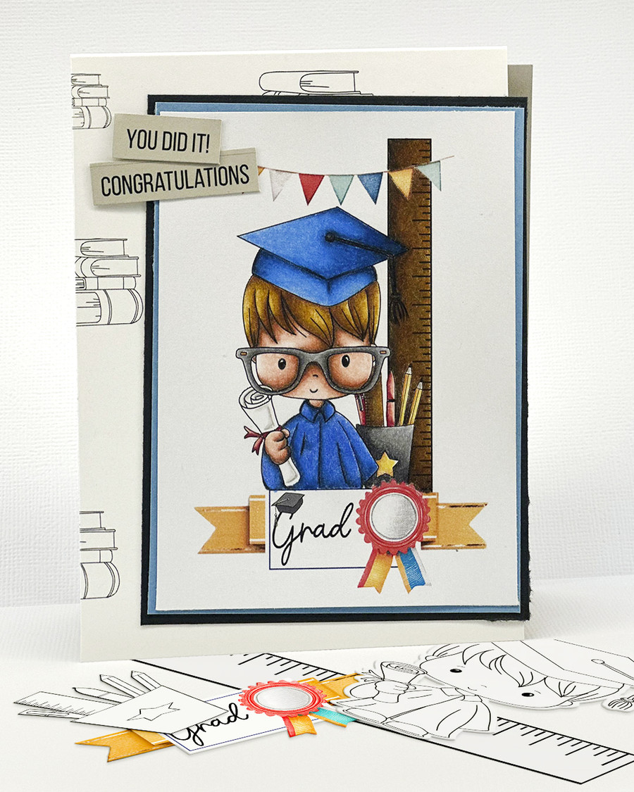 Cute Boy 2 Graduation school student clipart for Card Making, Scrapbooking and Junk Journaling