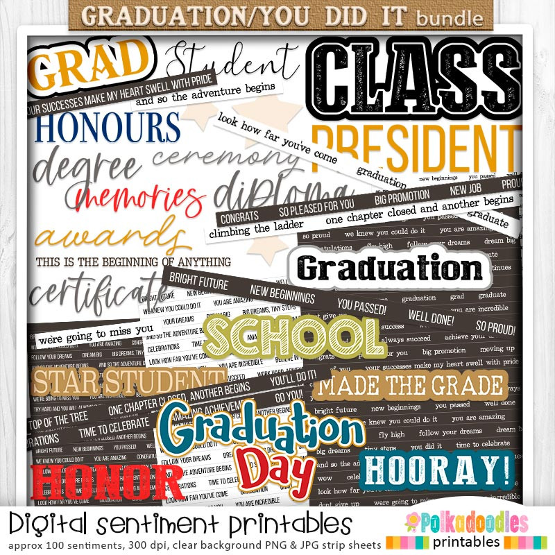 Graduation school student Big Kahuna bundle - Digital Stamps and Printable Clipart Pack for Card Making, Scrapbooking and Junk Journaling.