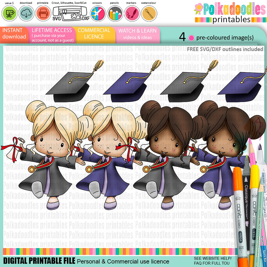 Graduation school student Big Kahuna bundle - Digital Stamps and Printable Clipart Pack for Card Making, Scrapbooking and Junk Journaling.