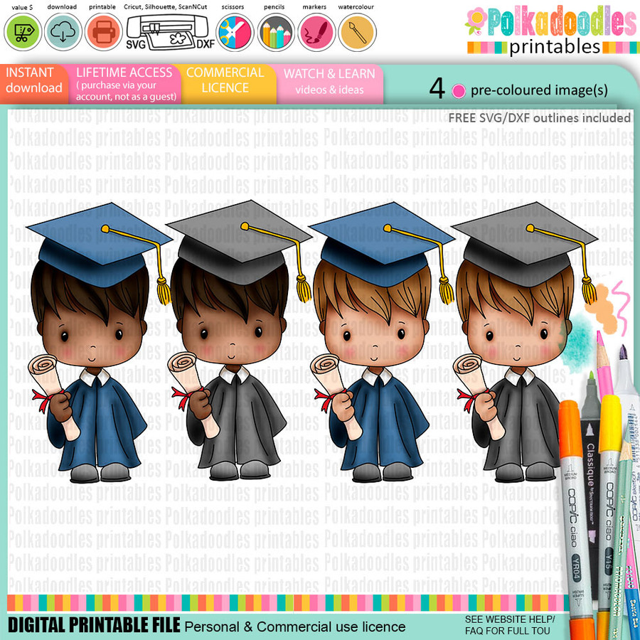 Graduation school student Big Kahuna bundle - Digital Stamps and Printable Clipart Pack for Card Making, Scrapbooking and Junk Journaling.