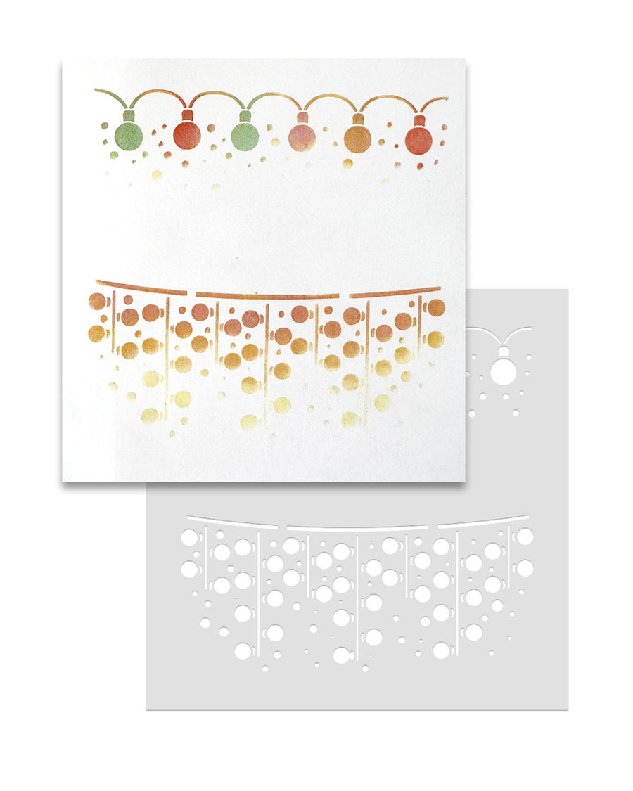 Cute Twinkling Christmas 6 x 6" Emboss-ink Stencil TRIO - card making, crafts, scrapbooking.