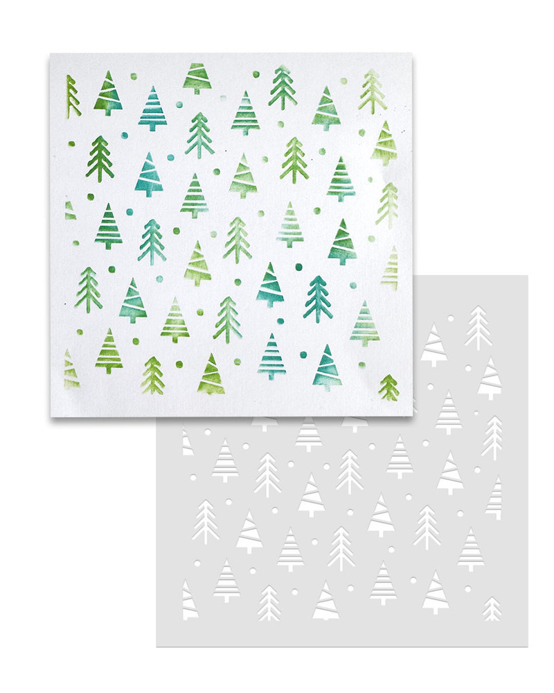 Cute Twinkling Christmas 6 x 6" Emboss-ink Stencil TRIO - card making, crafts, scrapbooking.