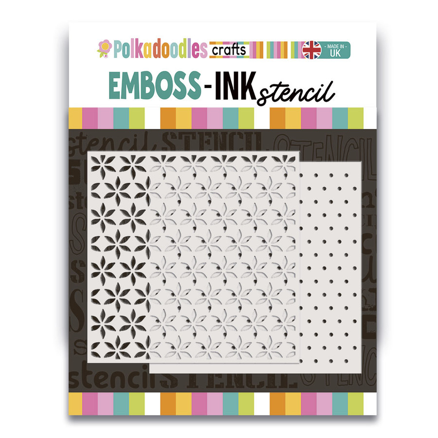 Poinsettia Dot 2 layering stencils 6 x 6" Emboss-ink Stencil - card making, crafts, scrapbooking.