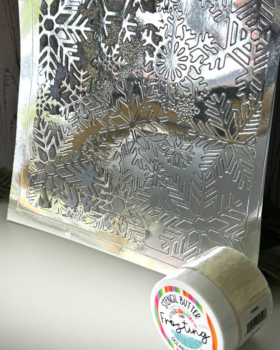 Stencil Butter Frosting texture paste. Ocean Sparkles - card making, crafts, scrapbooking