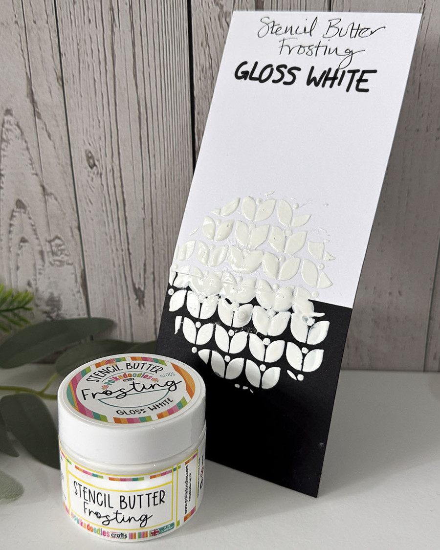 Stencil Butter Frosting texture paste. Gloss White - card making, crafts, scrapbooking