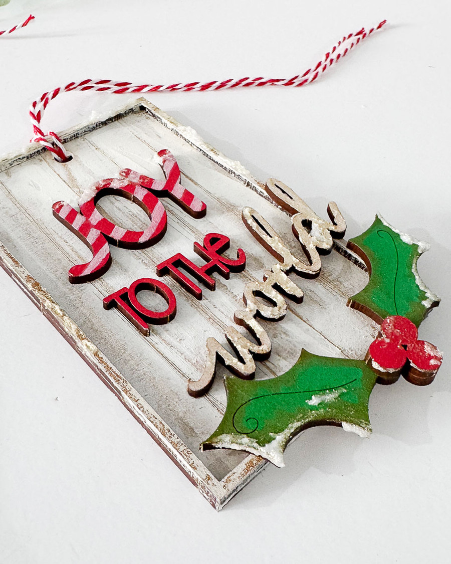 2 x Christmas Joy Layered Tags/Ornaments/baubles - MDF wood blanks, plaques and decorations for card making, crafts, scrapbooking