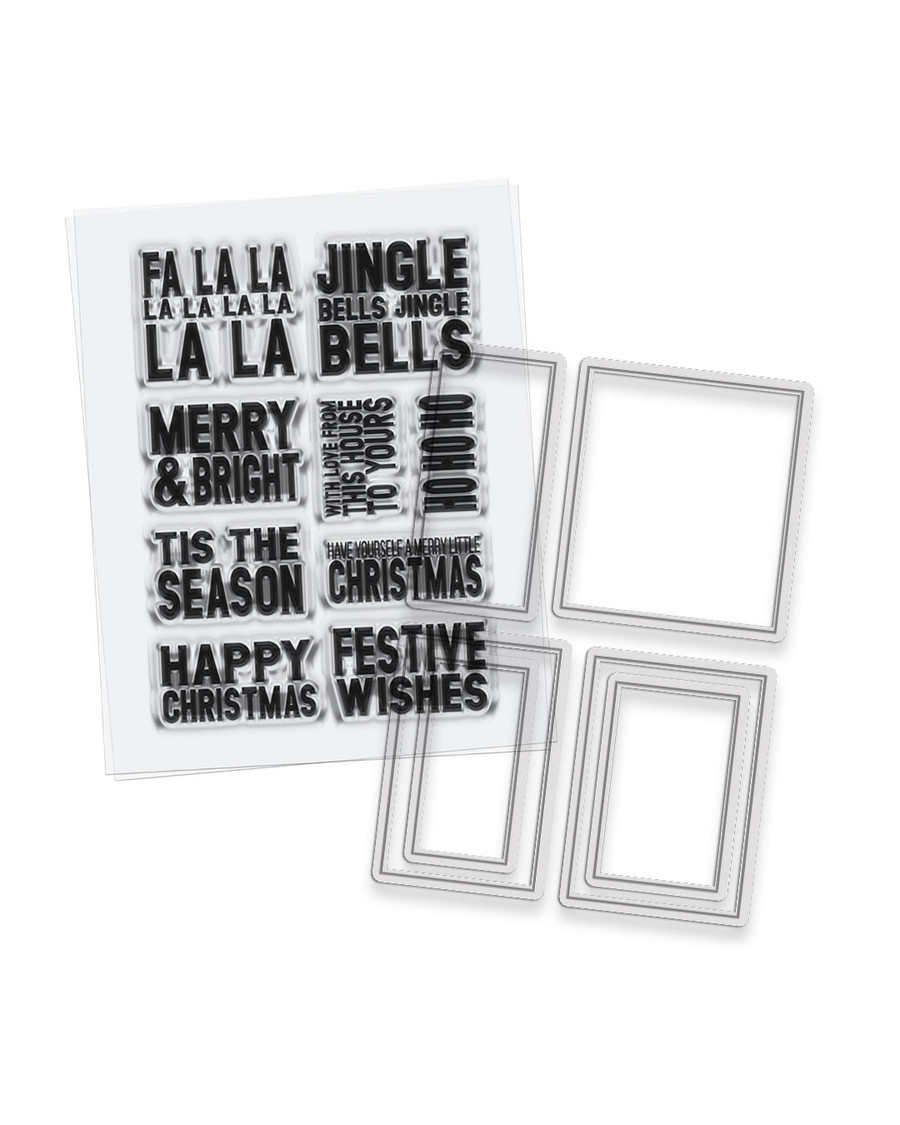 Falala Festive Greetings stamps and dies - for card making, crafts, scrapbooking