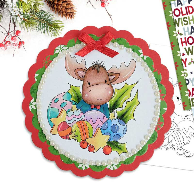Elvis Wesley Christmas Moose - Limited Edition printable USB collection for card making and crafts, cute printable stamps, clipart printable planner sticker