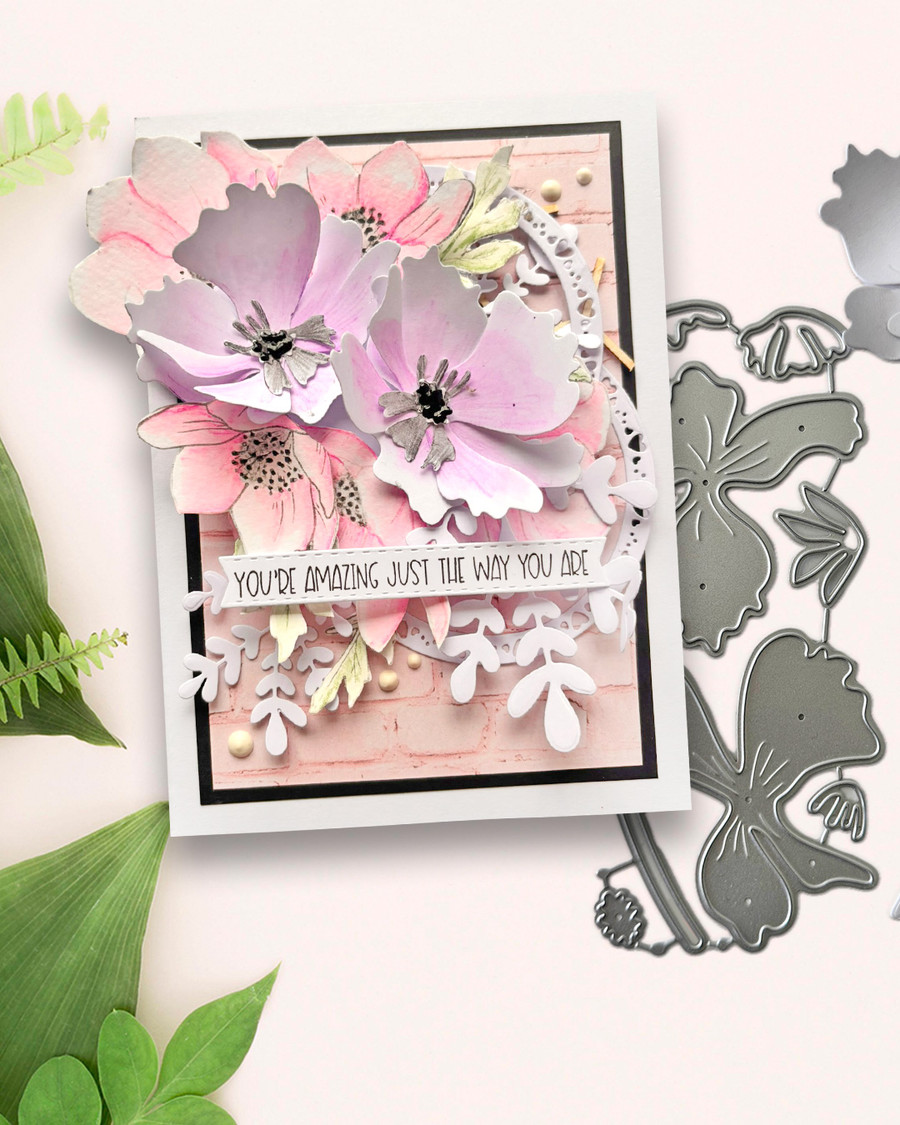 Pretty Anemone Flowers cutting die for crafts, card making scrapbooking