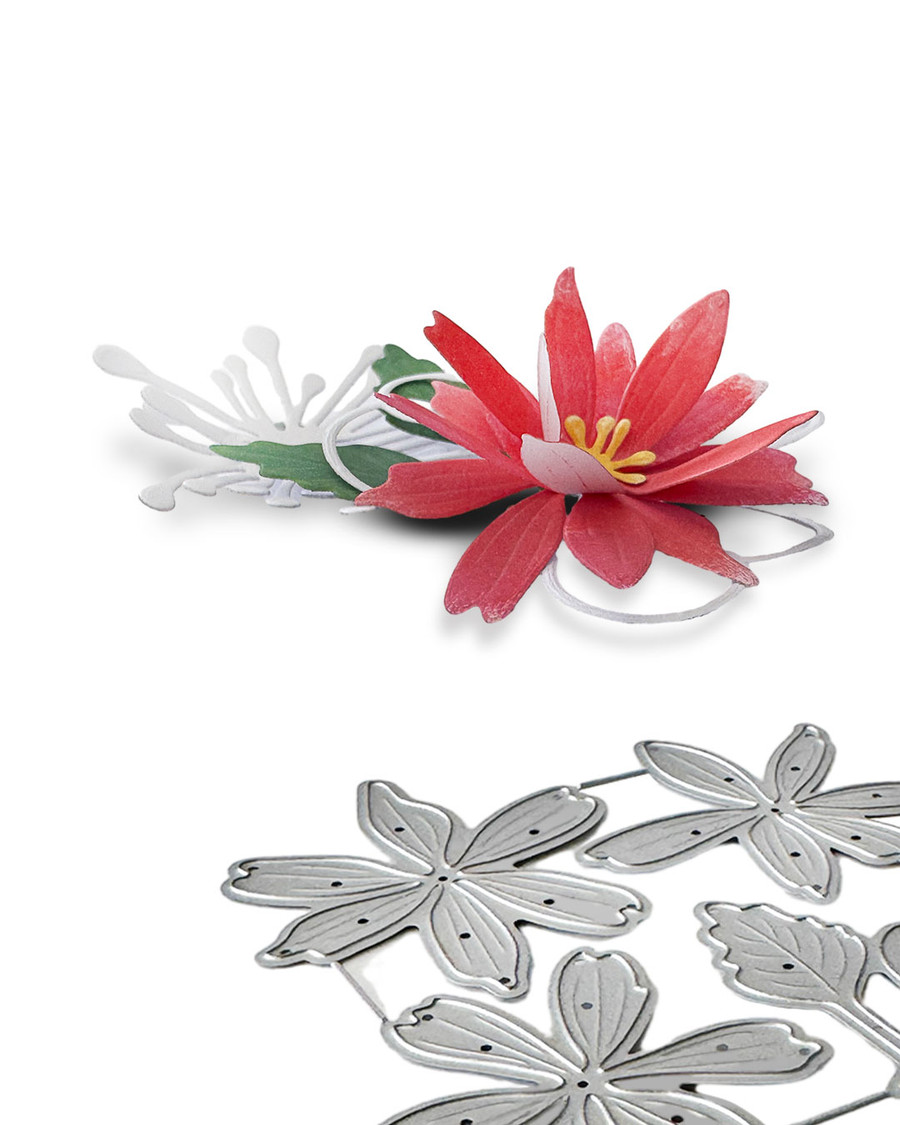 Delicate Daisy Christmas Poinsettia pretty flowers cutting die set for crafts, card making scrapbooking. Perfect for everyday and Christmas holiday card making, scrapbooking & crafts all year round.