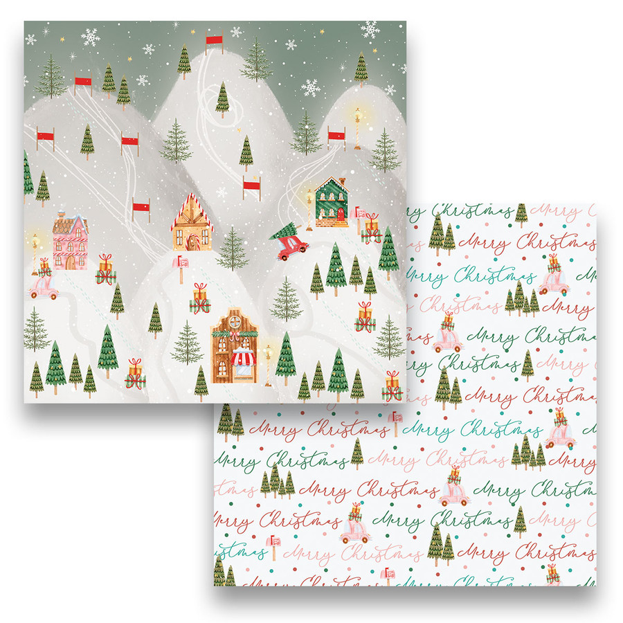 Cozy Christmas Paper Pack – 32 Double-Sided Sheets for Card Making & Scrapbooking.