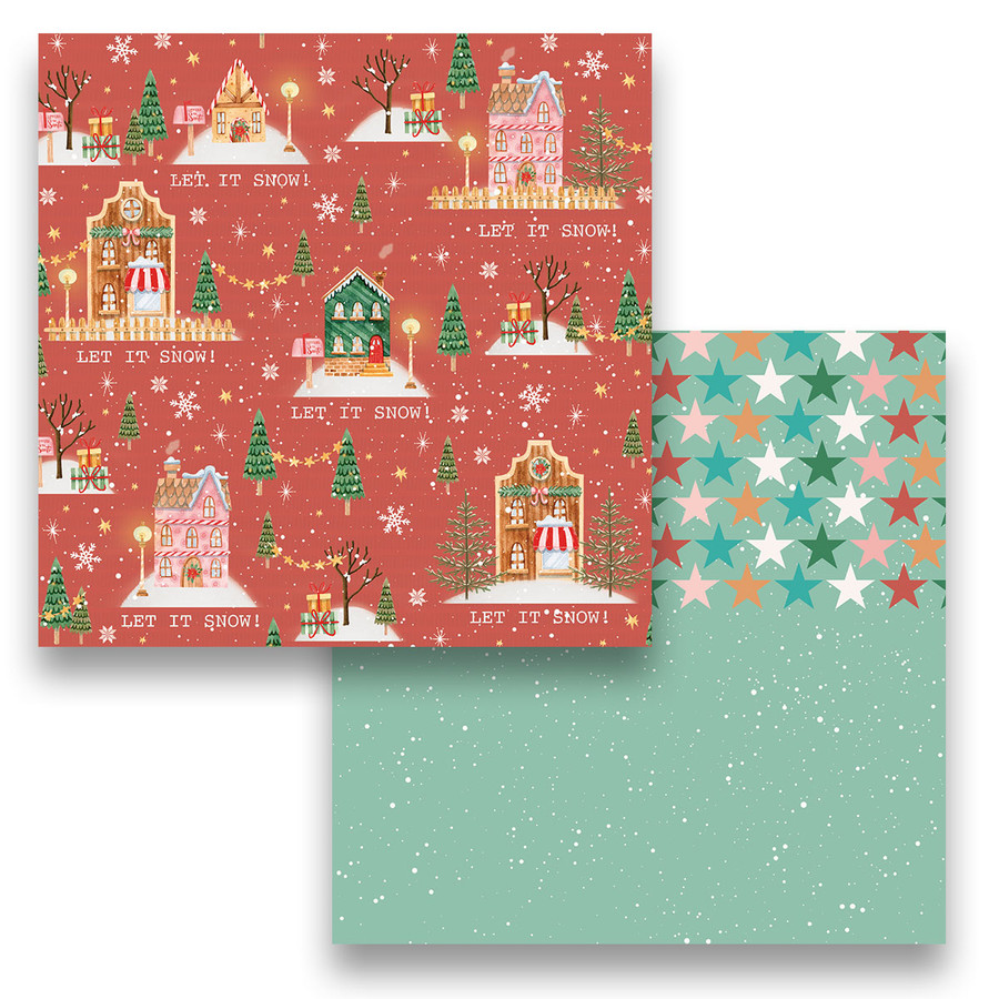 Cozy Christmas Paper Pack – 32 Double-Sided Sheets for Card Making & Scrapbooking.