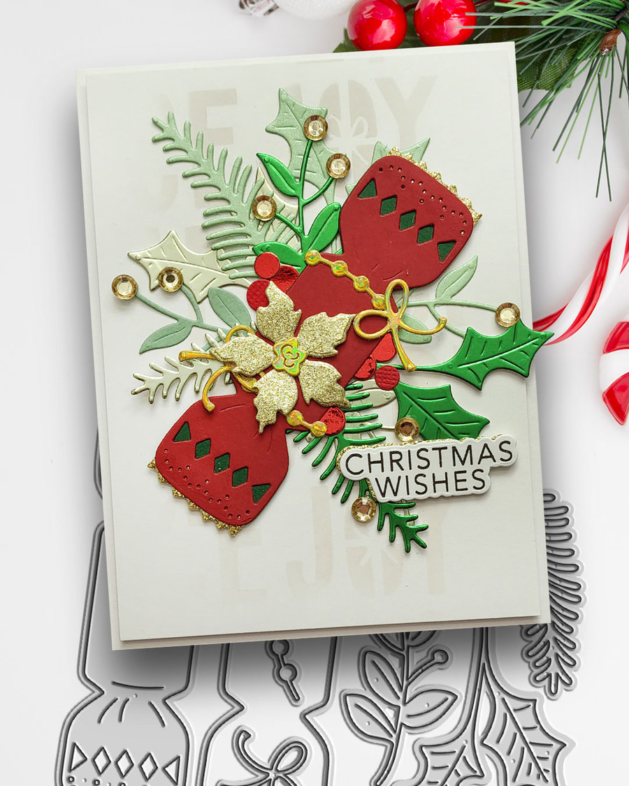 Poinsettia & Holly Flower Craft Cutting Die Set – Card Making & Scrapbooking.