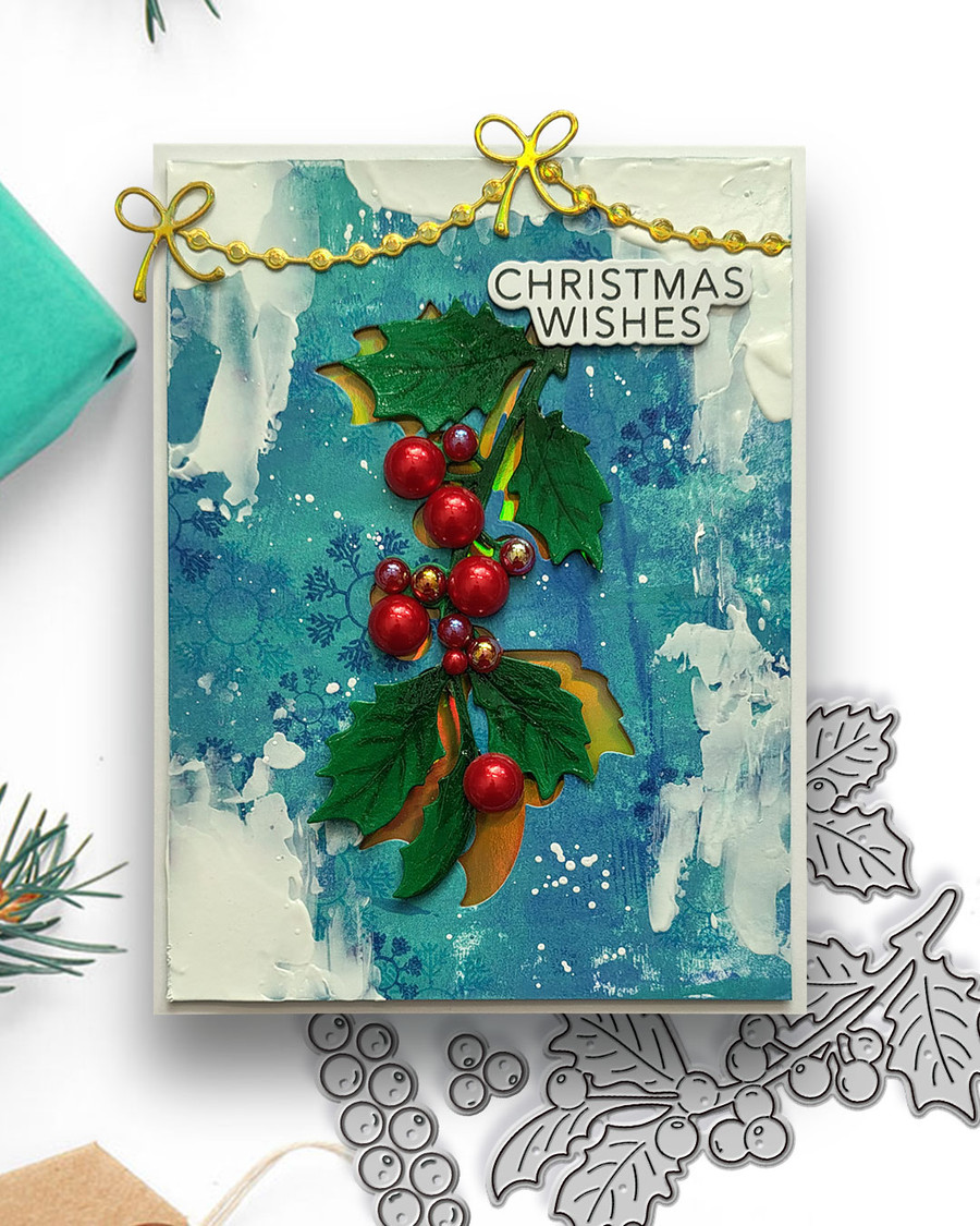 Holly & Berry Craft Cutting Die Set – Card Making & Scrapbooking.