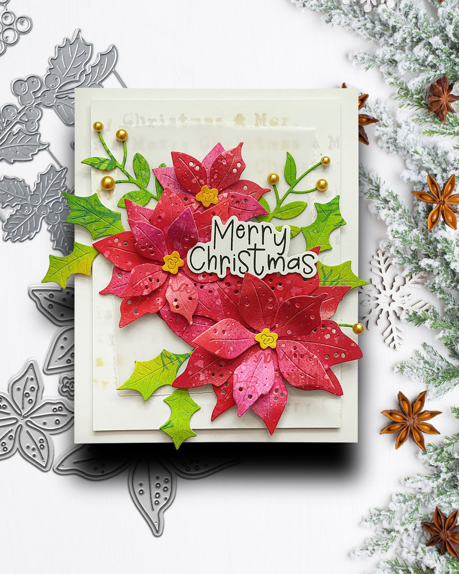 Dotty Poinsettia Flower Craft Cutting Die Set – Card Making & Scrapbooking.
