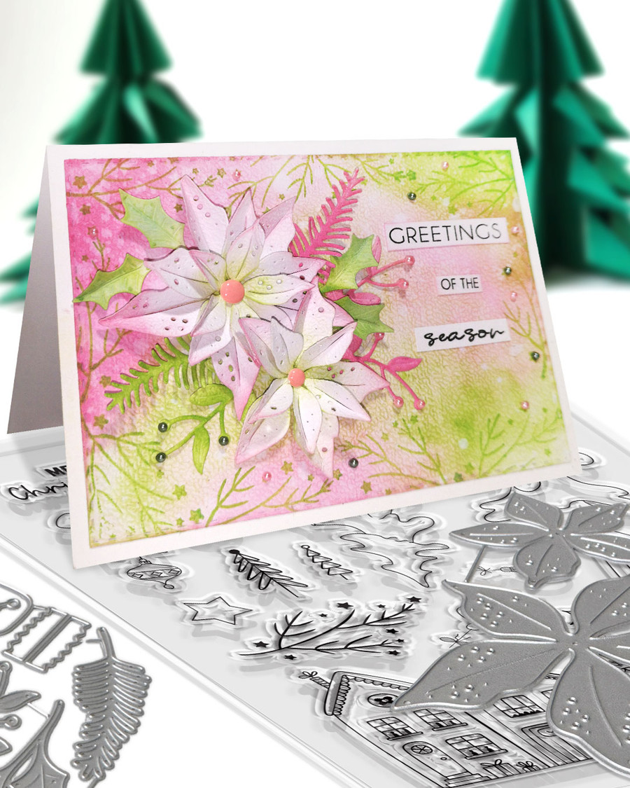 Dotty Poinsettia Flower Craft Cutting Die Set – Card Making & Scrapbooking.