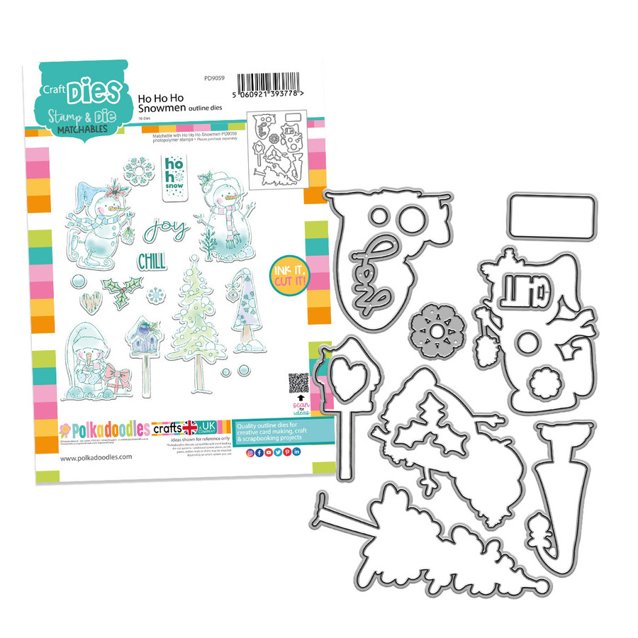 Ho Ho Ho Snowmen Outline Die Set – Christmas Holiday Craft Cutting Dies.