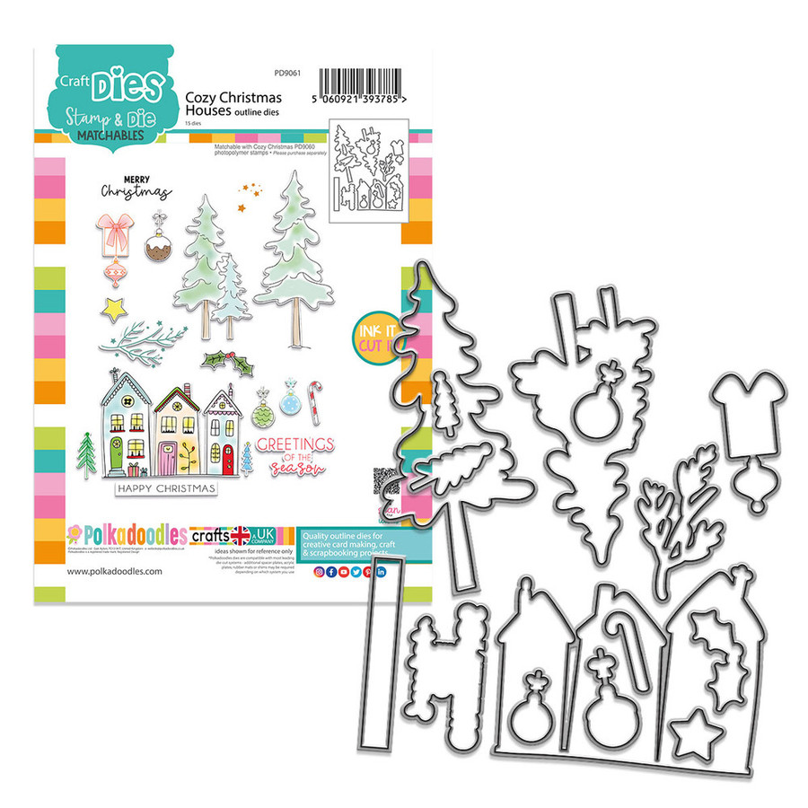 Cozy Christmas Holiday Scandi Houses A5/6 x 8" craft die cutters – card Making, crafts, scrapbooking.
