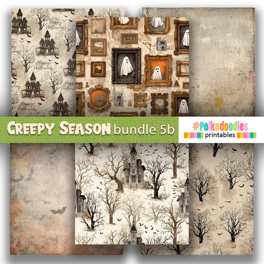 Creepy Autumn Halloween papers 5b - digital printable papers Halloween Fall - Card Making, Scrapbooking, Junk Journal, svg, stickers