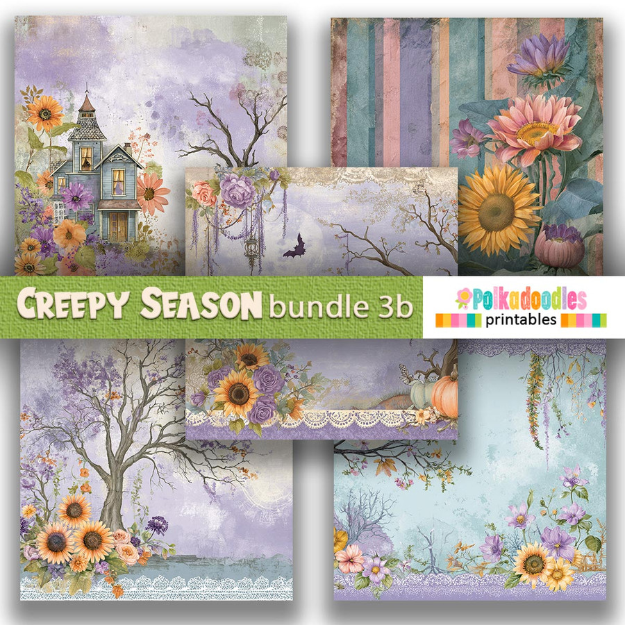Creepy Autumn Halloween papers 3b - digital printable papers Halloween Fall - Card Making, Scrapbooking, Junk Journal, svg, stickers