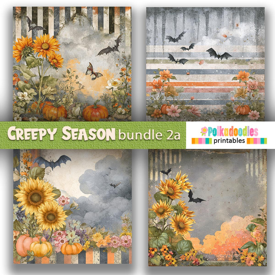 Creepy Autumn Halloween papers 2a - digital printable papers Halloween Fall - Card Making, Scrapbooking, Junk Journal, svg, stickers
