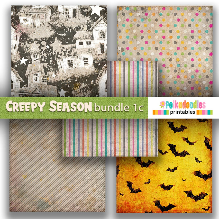 Creepy Autumn Halloween papers 1c - digital printable papers Halloween Fall - Card Making, Scrapbooking, Junk Journal, svg, stickers