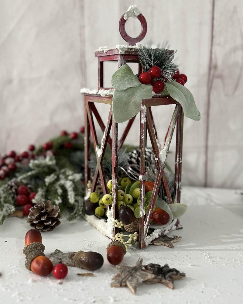 MDF Small Lantern MDF wood blank Craft Kit – Christmas Holiday Home Décor crafts, decorative miniature wooden lantern with holiday accents.