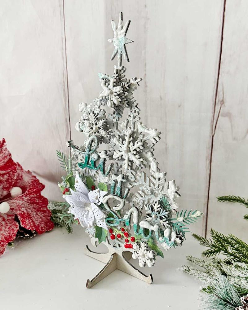MDF Snowflake Tree MDF wood blank Craft Kit – Christmas Holiday Home Décor crafts, decorative white snowflake shaped miniature Christmas tree for holiday decoration.