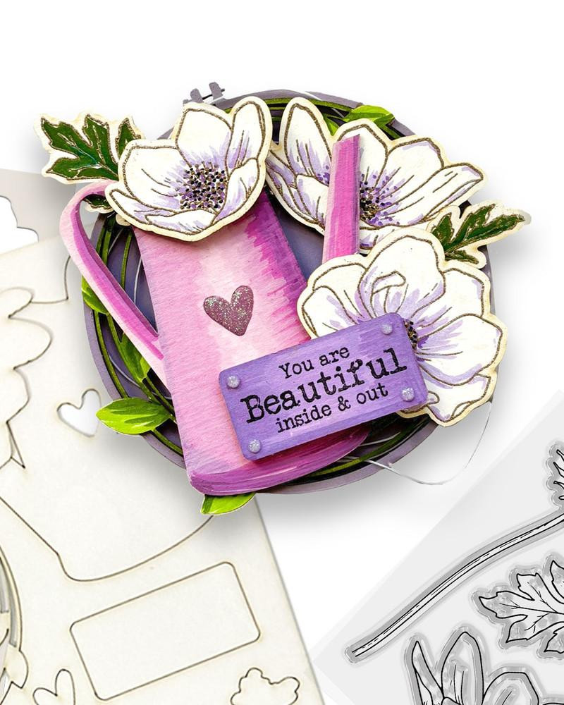 Mixed Flowers Beautiful Anemone Flowers A4 Chipboard Embellishment Sheet – Mixed Flowers, colorful and decorative craft embellishment sheet with flower designs and a motivational message