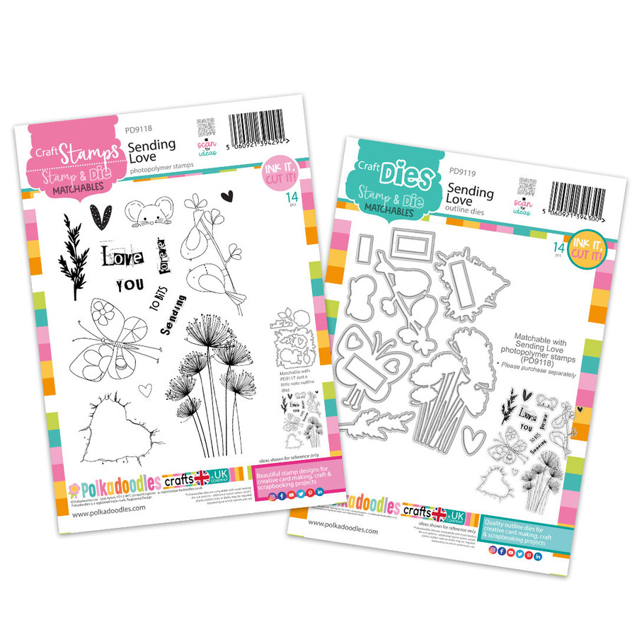 Sending love outline dies - craft, card making,  scrapbooking cutter dies