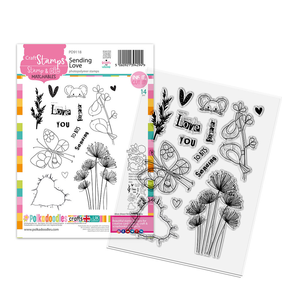 Sending Love clear stamps - craft, card making, scrapbooking clear photopolymer stamps.