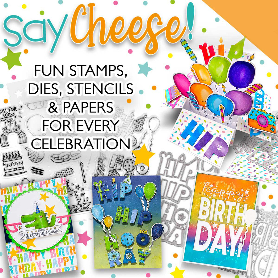 Say Cheese Birthday Celebration  bundle stamps, dies, papers for card making, craft, scrapbooking