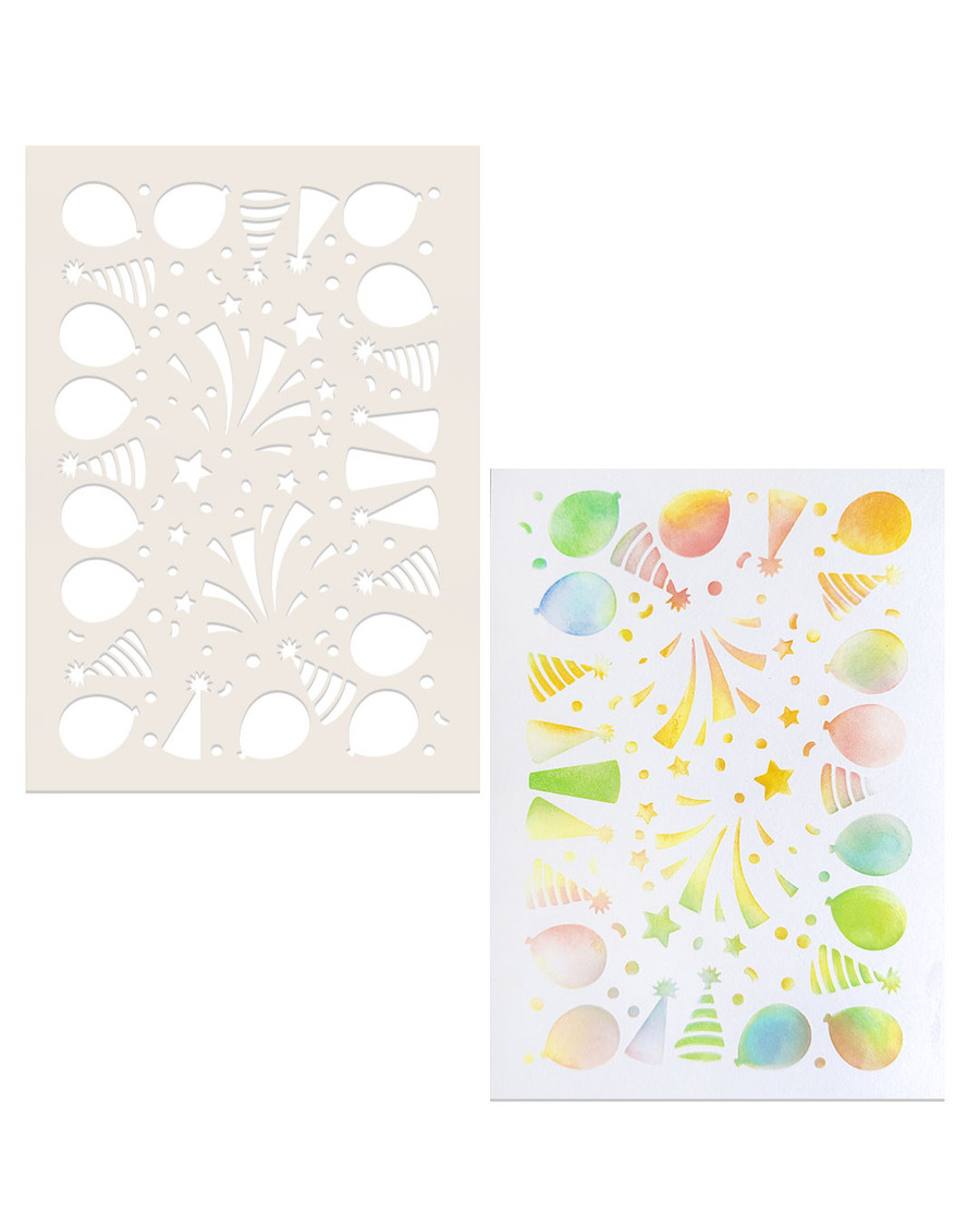 Party Fun stencil A5/6 x 8" - Card making craft supplies, scrapbooking