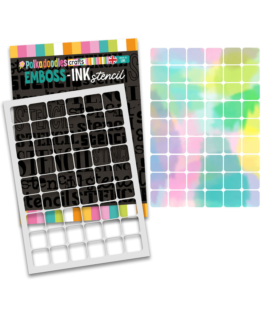 Retro rounded square stencil A5/6 x 8" - Card making craft supplies, scrapbooking